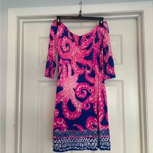 Lily Pulitzer 3/4 sleeve Fitted Dress Octopus Design